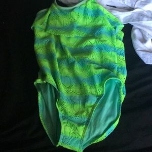 Blue and green swimsuit worn once